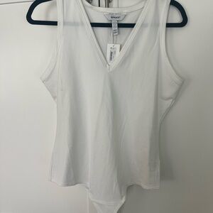 SPANX White V-Neck Tank Bodysuit